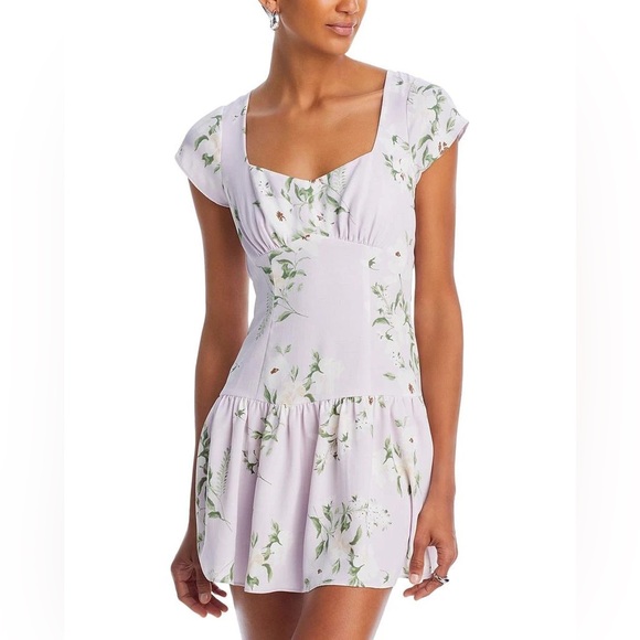 AQUA $88 Retail Drop Waist Floral Dress Size L - Picture 1 of 6